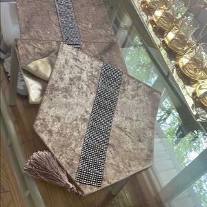 Elegant Brown Table Runner with Tassel